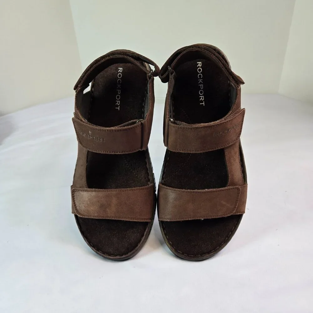ROCKPORT Men's Jhett Sandals Sz: 8.5 Dark Brown Nubuck